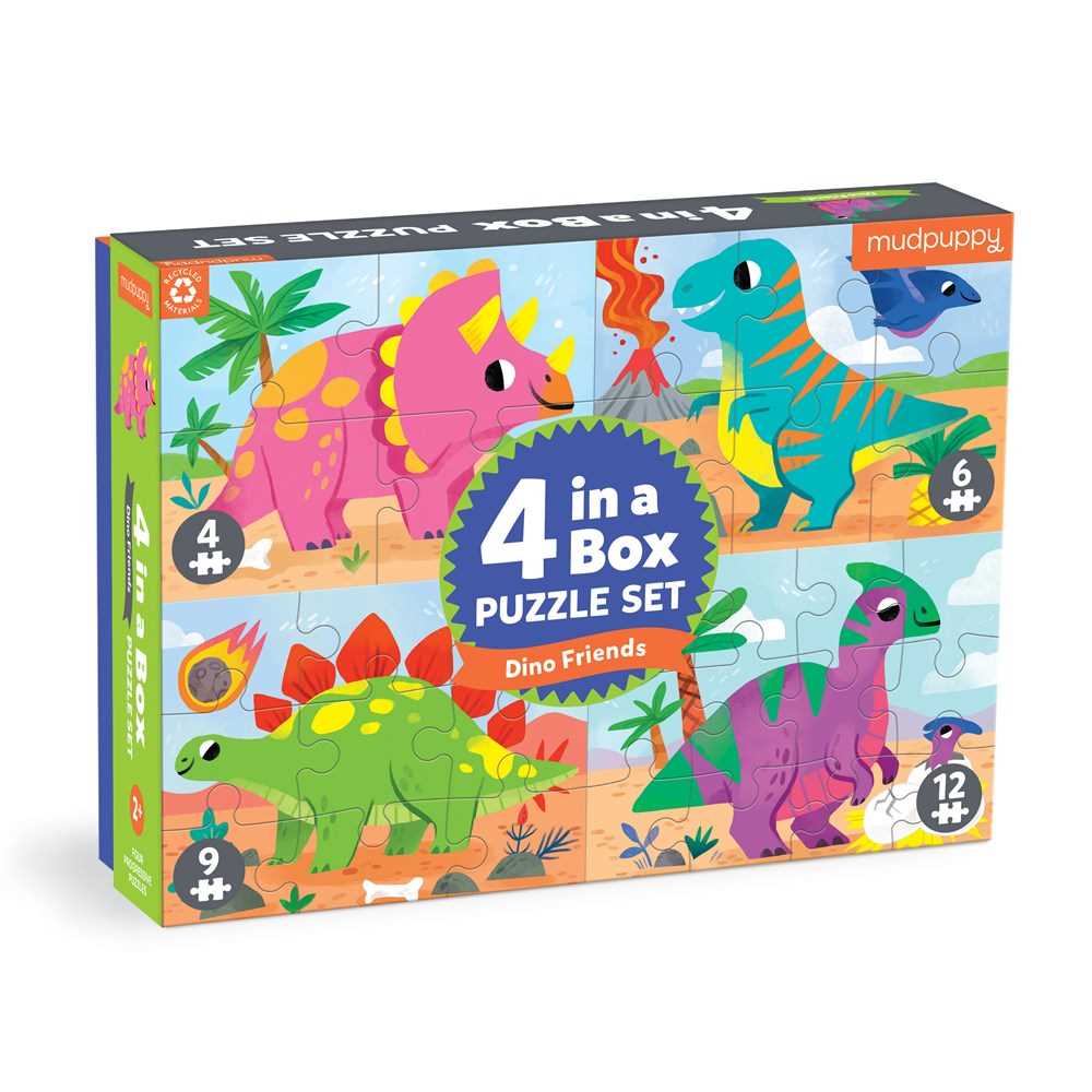 Dino Friends 4-in-a-Box Puzzle Set