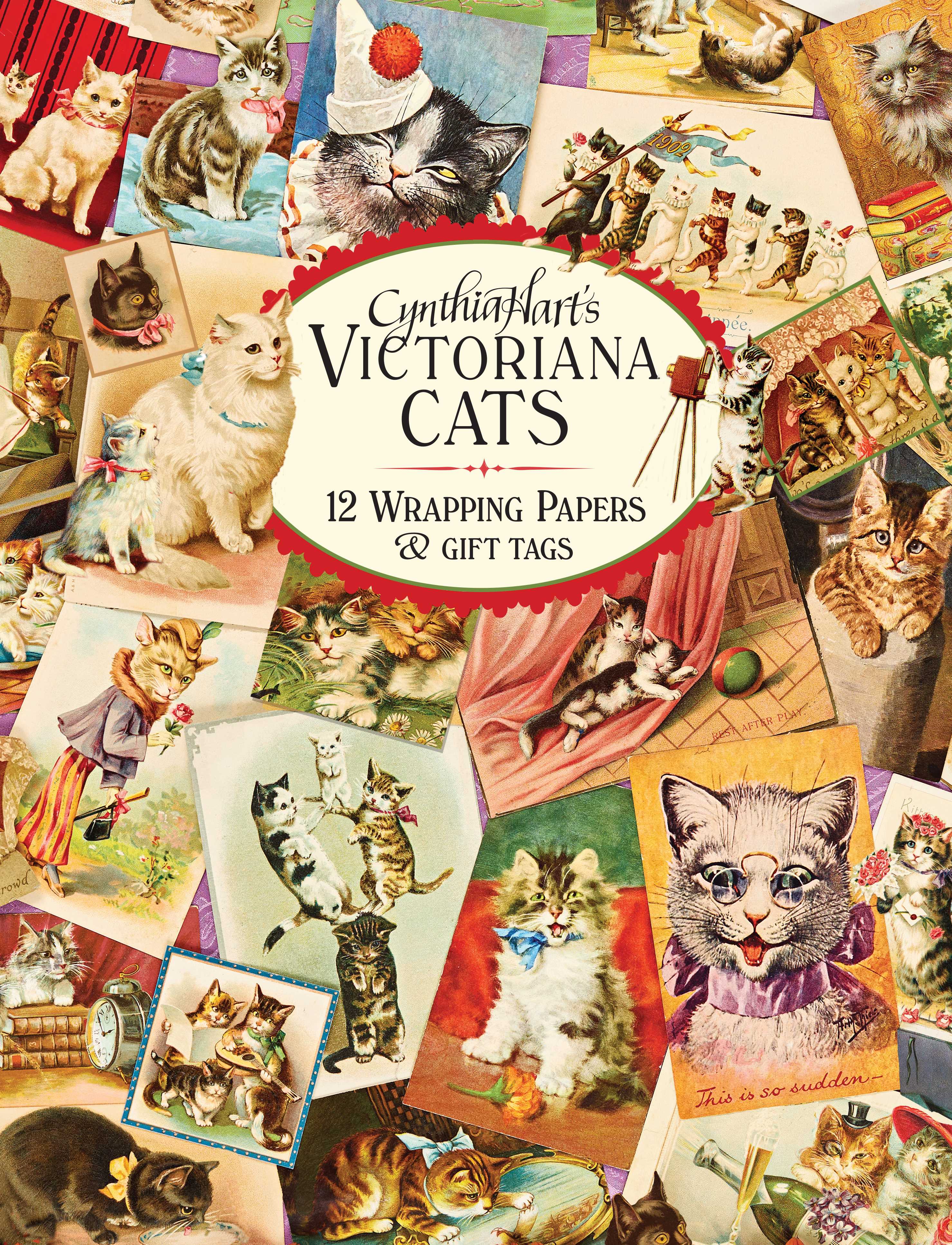 Cynthia Hart's Victoriana Cats (12 Wrapping Papers and Gift Tags)